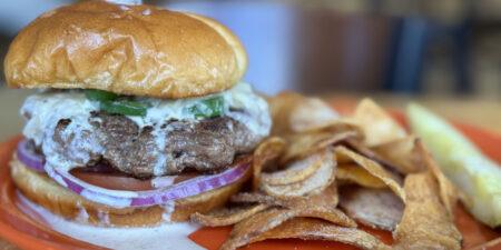 MS burger and chips